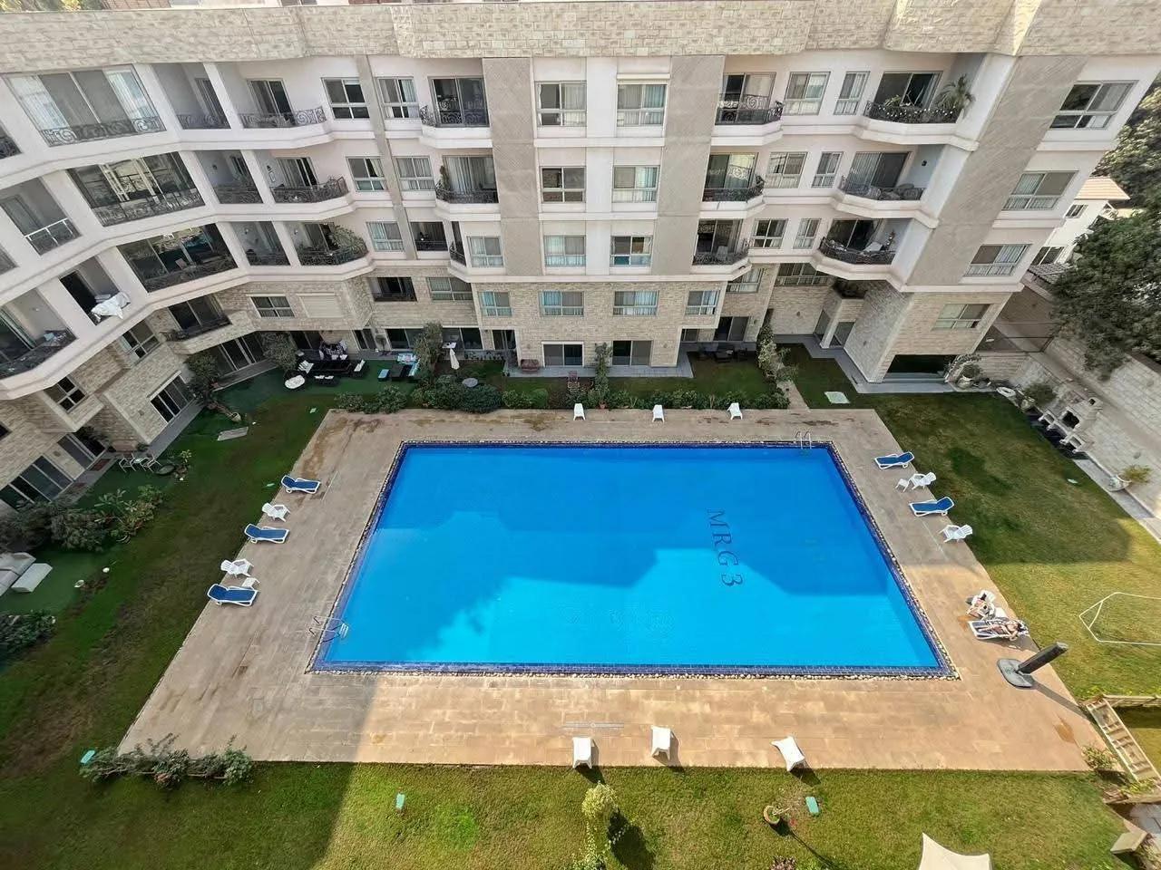 Modern Furnished Apartment With Large Terrace shared Swimming Pool For Rent in Maadi Sarayat Cairo Egypt